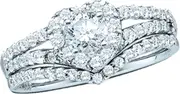 14k White Gold Round Diamond Bridal Wedding Ring Set 3/4 Cttw (Certified)