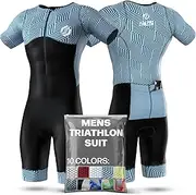 [SLS3] Mens Triathlon Suit with Sleeves | Mens Short Sleeve Aero Tri Suit FX | 2 Pockets | Soft Chamois | Designed by Athletes for Athletes