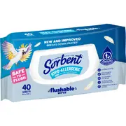 Sorbent Flushable Wipes Hypo-Allergenic 40 pack