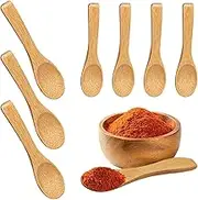 Alovez 8 Pack Wooden Spoons Handmade 3.54" Small Wooden Spoons Short Handle Wooden Spoon for Spices Mini Wooden Spoons for Sauces Sugar Salt Dips Spices Condiment Honey Mustard