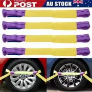 4x Alloy Wheel Vehicle Car Recovery Securing Tie Link Straps Trailer Transporter
