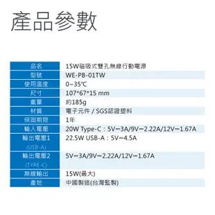 【POLYBATT】NCC認證10000mAh 磁吸/支架式雙孔無線行動電源 支援MagSafe 無線15W快充 充電器