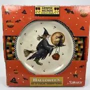 Vintage Halloween Debbie Mumm 1998 Sakura Plates Set of 4 in original box 8 in