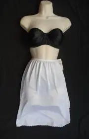 NANCY KING 100% Soft Luster Nylon White Half Slip Plus Size 1X Length 22"