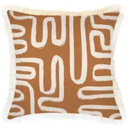 Cushion Cover-Coastal Fringe-Maze Rust-45cm x 45cm