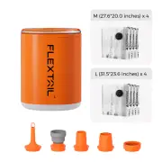 Outdoor Mini Camping Pump With Lamp For Sleeping Pad Orange Pump+Vacuum Bags