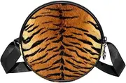 [FVQL] Round Crossbody Bag Purse Messenger Bag Shoulder Bag, Tiger Skin Pattern