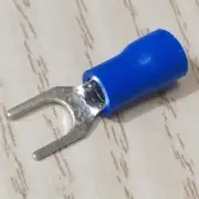 100PCS SV2-4S BLUE FORK SPADE TERMINAL 16-14GA VINYL CRIMP WIRE CONNECTORS