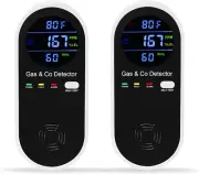 2 Packs Combination Gas & Carbon Monoxide Detector, 4-In-1 Natural Gas Detector