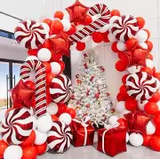 Adeyoo Christmas Balloon Garland Arch Kit,125PCS Red White Xmas Balloons with...