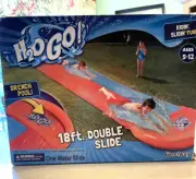 Bestway H2o! 18ft. Double Water slide 2 Lanes 18 ft. x 5.49" Drench Pool New