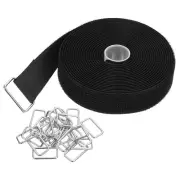 Hook and Loop Straps 1.2 in x 16 Ft with 25pcs Metal Buckle, Black