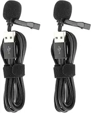 Mini Microphone, USB Mic, Compact Professional Wired Lavalier Microphone for Interviews, Portable Microphone with Lapel Collar Clip, 2Pcs