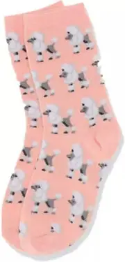 HOTSOX Kid's Poodle Crew Socks- Blush Youth L/XL