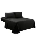 Queen Sheets Set - Black Hotel Luxury 4-Piece Bed Set, Extra Deep Pocket, 180...