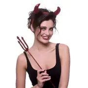 Sequin Devil Trident Adults Halloween Fancy Dress Accessory Red Sequin Accessory