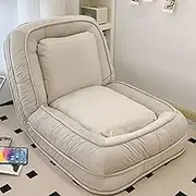 Adjustable Floor Chair with Back Support, Lazy Sofa Bed Chair Bed Lounger Sleeper Seat Chair with Pillow Floor Sofa Lounge Chair Home Office(White,170cm)