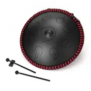15 inch 9-Tone Steel Tongue Drum Hand Pan Drums with Drumsticks Percussion K6A2