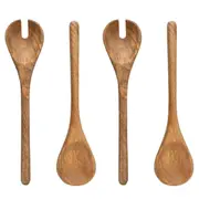 2x 2pc Jamie Oliver Big Love Mango Wood Salad Serving Spoon/Fork Set Brown