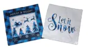 Winter Throw Pillow Covers Let It Snow Blue Cream Santa Clause Cover Bundle