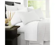 White Hotel Bedding 1800TC Ultra Soft Sheet Sets Flat & Fitted Sheets with Pillowcase