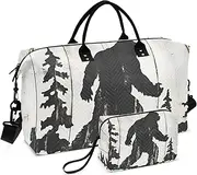 [ZRYSMY] Sasquatch Silhouette Forest Board Duffel Bag for Traveling, Travel Bag Gym Bag, with Multiple Interior Pockets Shoulder Weekender Bag for Women Men with Toiletry Bag 20.5L x 1.9W x 13.8H