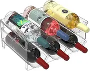 mumianshu 2 Tier Plastic Stackable Wine Rack for Refrigerator, Large Capacity Water Bottle Organizer for Cabinet Free-Standing Water Bottle Storage Rack for Fridge, Countertop, Pantry, Freezer