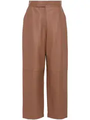 [Fendi] Fendi-Pantaloni Carrot Fit In Pelle-Donna 42 IT