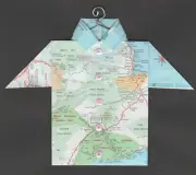 Origami Map Shirt Big Island, Hilo, Volcanoes Nat'l Park, Mauna Kea, Saddle Road