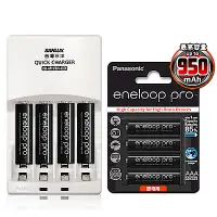 在飛比找Yahoo奇摩購物中心優惠-三洋智慧型充電器+國際牌黑鑽eneloop PRO低自放4號