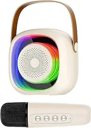 Karaoke Machine with Microphones | Outdoor Portable Microphone and Speaker,RGB Lighting Wireless Speaker Microphone Set, Wireless Mics for Camping, Picnics, Family Parties, Birthdays, Weddings