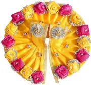 Laddu Gopal ji Designer Dress with Artificial Flower (Yellow, Size 2, Pack of 1)