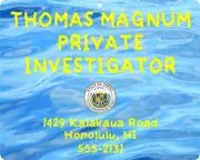 Magnum PI 1980's TV show nostalgic metal replica sign