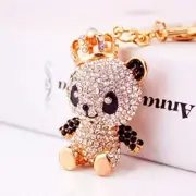 Cute Panda Shape Crystal Rhinestone Sparkling Keychain Bag Pendant White