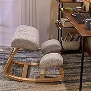 Original Kneeling Chair, Wood Posture Chair with Soft Cushion, Removable and Washable Seat Cover, Thickened Birch Plywood, Withstand 90kg, for Home Office Meditation Lounge