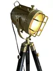 Nautical Brass Antique Finished Black Tripod Foldable Searchlight Floor Lamp