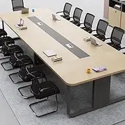 SHANGDAOYU Training Reception Simple Long Table, 63 * 31.5 Inches Small Office Conference Table With Portable Walk-in Box, Thickened Desktop Suitable For Various Office Environments(Light Walnut)