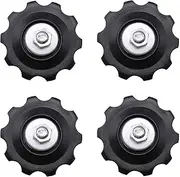4X 10T Bicycle Gear Mech Pulley Jockey Wheels Kit Universal for 5/6/7/8 Speed Derailleur with Dust Cover Fixing Bolt Nut Washer Fittings