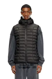 [Diesel] Diesel - Hooded puffer vest in light nylon - Winter Jackets - Man - Black 52 Black