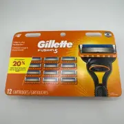 Genuine Gillette Fusion5 Refills Razor Blades, 12 Cartridges, New Sealed