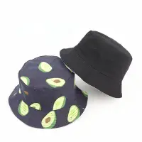 在飛比找Yahoo!奇摩拍賣優惠-漁夫帽 遮陽 帽-酪梨印花雙面戴帆布男女帽子4色74cq4[
