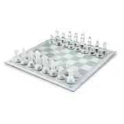 Glass Chess 35cm Adult Tabletop/Desk Board Fun Strategy Game Set Frosted/Clear