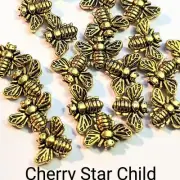 20 x Adorable Gold pl metal beads Little bees bee bumblebees T