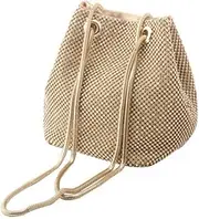 [GAROZATION] Elegant Gold Clutch Purses for Women Shoulder Bag Bucket Handbag Rhinestones Fashionable Women's Tote Bag