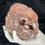 4.5” Natural Geode Agate Red Orange Crystal Quartz Cluster Ferruginous Kentucky