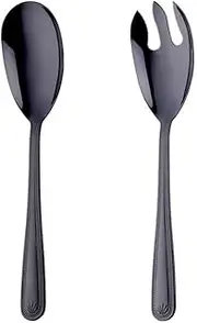 Large Salad Servers Set Serving Spoon Fork 12" Long 18/10 Stainless Steel - Black