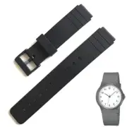 16mm PVC Rubber Band WATCH STRAP fit For CASIO MQ-24 MQ24 Black Silicone Resin