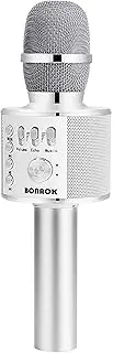 BONAOK Wireless Bluetooth Karaoke Microphone,3-in-1 Portable Handheld Karaoke Mic Speaker Machine Home Party Birthday for All Smartphones （Q37 Silver）