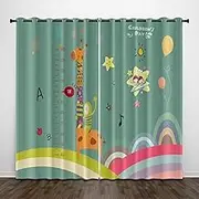 Exquisite Kids Blackout Curtains Cartoon Giraffe Cute Animal 92x91 Inch Bedroom Eyelet Thermal Insulated Room Darkening Printed Curtains for Nursery,Set of 2 Panels