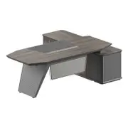 MADDOK Executive Desk with Left Return 200cm - Chocolate & Charcoal Grey